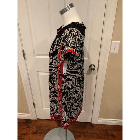 Floreat Anthropologie Black & White Geometric Embroidered Mini Dress, Size XS - Picture 4 of 6